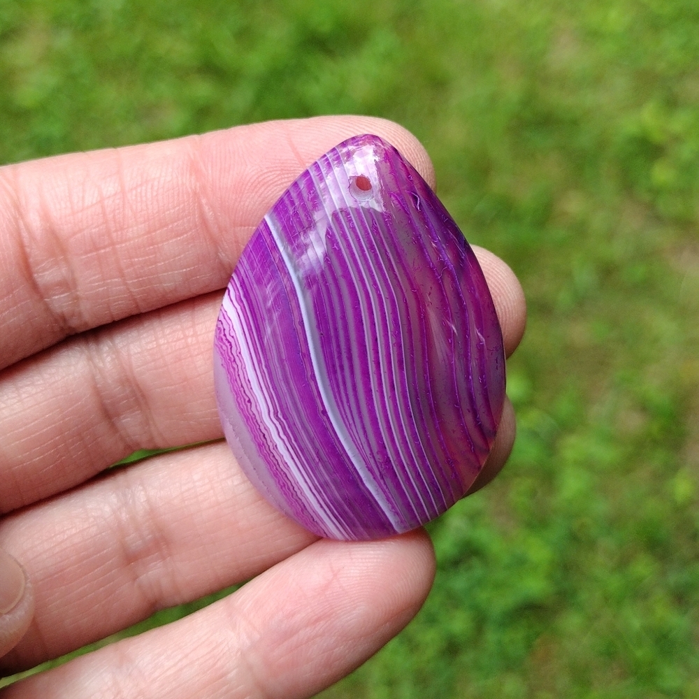 Purple Striped Agate Teardrop Pendant